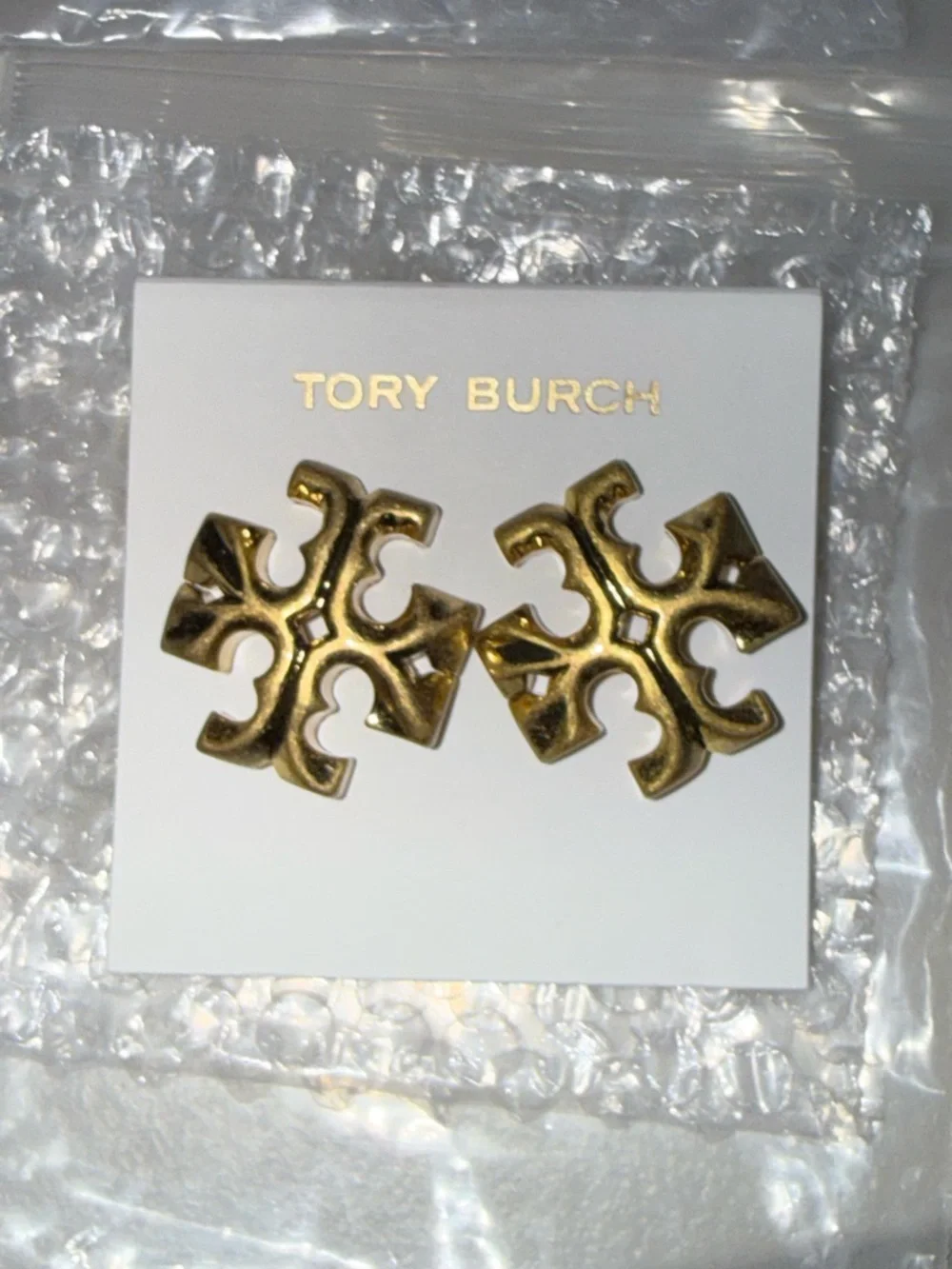 Tory Burch Gold Logo Stud Earrings